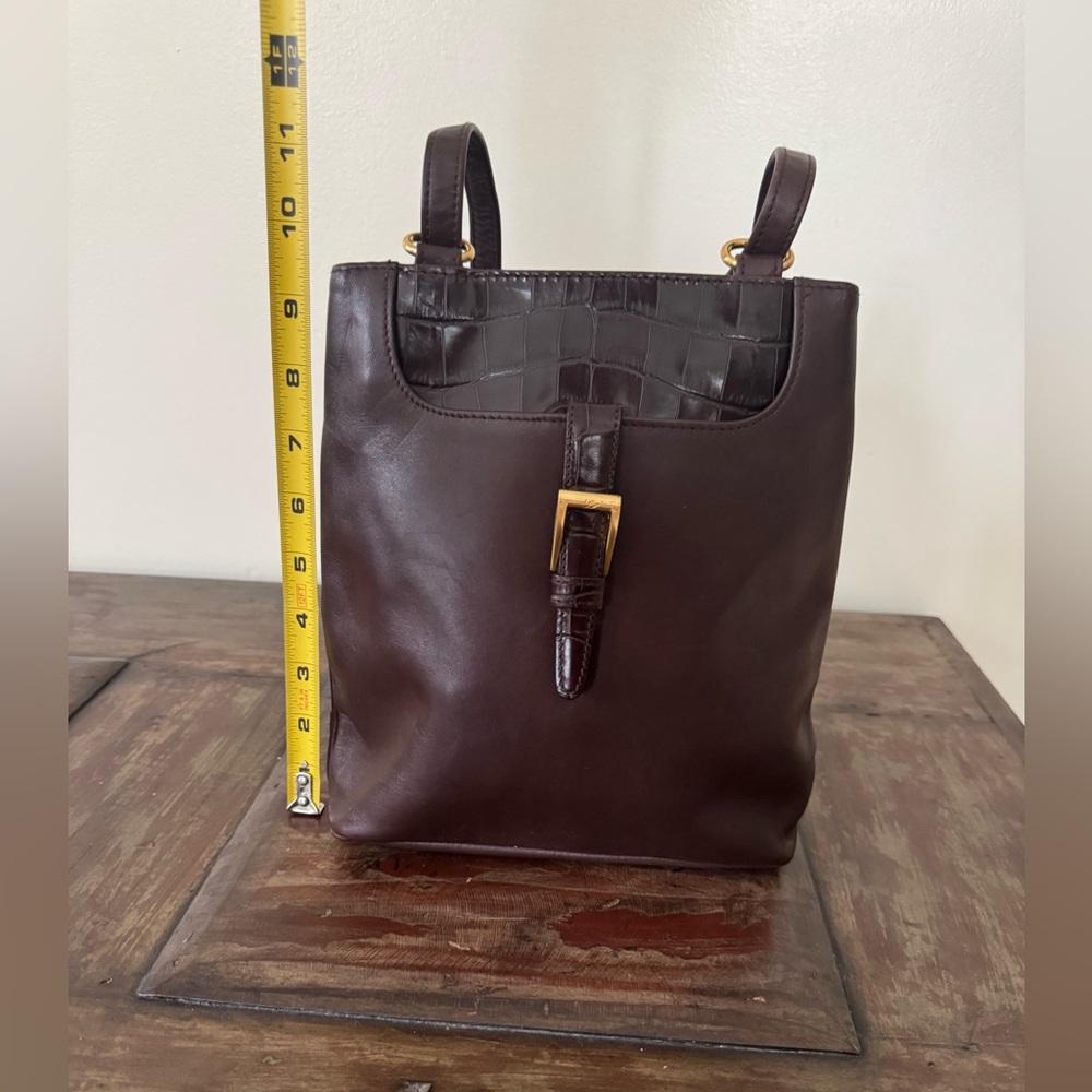 Vintage Leather Co Liz Claiborne brown purse shoulder bag croc detail‎ women’s - Picture 8 of 11